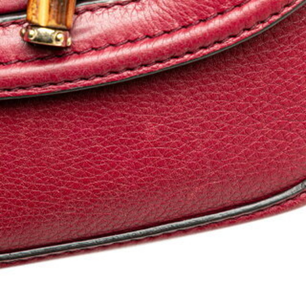 Gucci Bamboo Shoulder Bag Red Bordeaux Leather - Picture 4 of 8